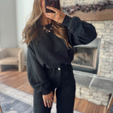 Black Mariana Cropped Sweatshirt
