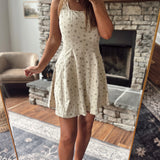 Taupe Floral Corduroy Fit & Flare Mini