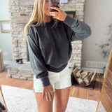 Black Raw Edge Burnout Sweatshirt