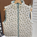 Cream Floral Puffer Vest IN STORE