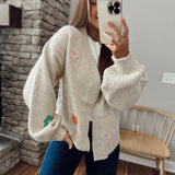 Flowers Forever Khaki Embroidered Cardi