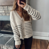 Cozy Contrast V Neck Cardigan