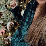 Alix Hunter Green Crinkle Velvet Blazer