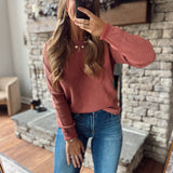 Rust Waffle Daze Lightweight Sweater
