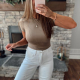 Mocha Keep It Simple Double Lined Short Sleeve Bodysuit