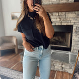 Navy Neck & Nestle Short Sleeve Sweater Top