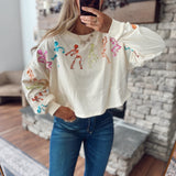 Disco Bones Embroidered Crop Sweatshirt
