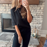 Black Modal Scuba Oversized Short Sleeve Tee