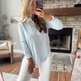Blueberry Stripe Button Down Top