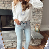 Light Wash Blue HR Crop Flare Denim