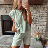 Acid Wash Mint Seam Detailed Tank