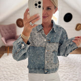 Denim Patch Detail Twill Jacket