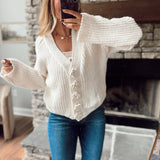 Cream Flower Button Cardigan
