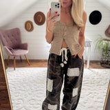 Olive Camo Floral Contrast Pants
