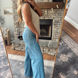 Mica Mid Bluish HR Wide Leg Seamed Denim