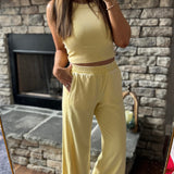 Pale Yellow Julia Mineral Wash Wide Leg Pant