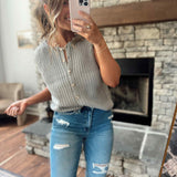 Gray Mariam Button Up Sweater Vest