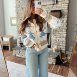 Cream & Mocha Reindeer Wishes Cardigan