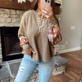 Set The Season Dusty Olive Plaid Mix Thermal