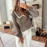 Coffee Brown Gingham Beck Top