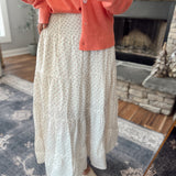 Off White Destinee Floral Midi Skirt