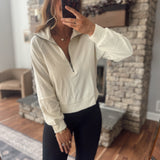 Cream Softy Half Zip Sweatshirt