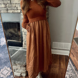 Cafe au Lait Turtleneck Knit Maxi Dress