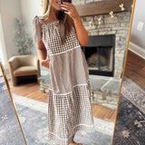 Chocolate Front Porch Picnic Midi Dress