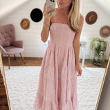 Light Pink Petals & Pleats Midi Dress