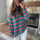 Teal Karey Striped Sweater