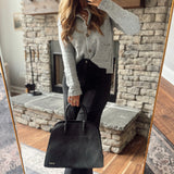 Black Thiva Block Heel Pointed Toe Booties