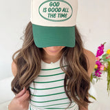 Green God Is Good Vintage Trucker Hat
