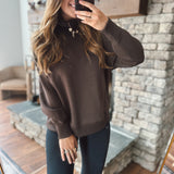 Espresso Goldie Scuba Mock Neck Pullover