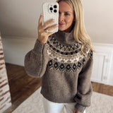Heather Mocha Cream Fair Isle Sweater