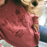 Brick Christmas Graphics Embroidered Sweatshirt