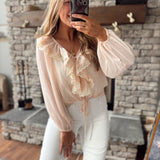 Soft Blush Chiffon Ruffle Top