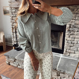 Green Linen Field Blouse