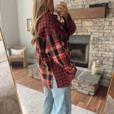 Bryn Red Multi Plaid Button Down