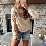 Warmest Wish Almond Mineral Colorblock Crew Long Sleeve