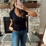 Better Than Basic Black V-Neck Double Layered Tee