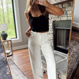 Risen Cream MR Pleated Wide Leg Pants