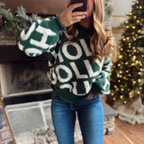 Green Holly Jolly Lettering Sweater