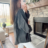 Black Worktop Button Down Denim Shacket