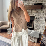 Mocha Jenafer Button Up Sweater Vest