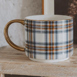 Orange Navy Plaid Coffee Mug