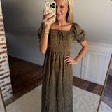 Brown Classic Dot Jayne Midi Dress