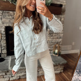 Look So Fine Blue Striped Cropped Linen Collared Shirt