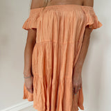 Girl Next Door Apricot Off Shoulder Mini Dress
