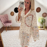 Elise Cream Floral Oversized Button Down Mini Dress