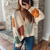 Stitched Together V Neck Cardigan
